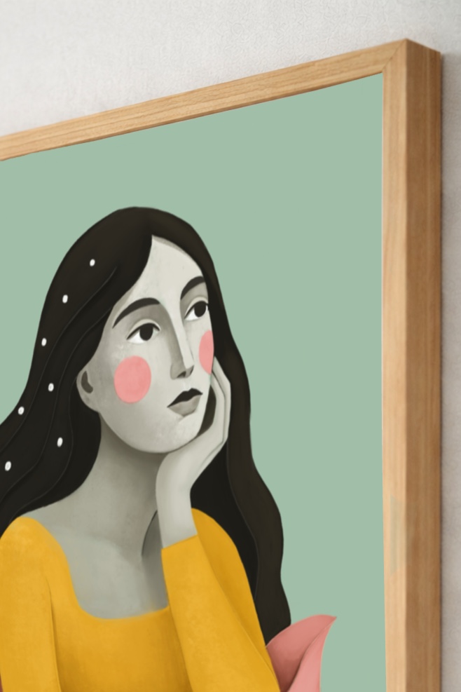 illustration print close up με γυναικεία φιγούρα